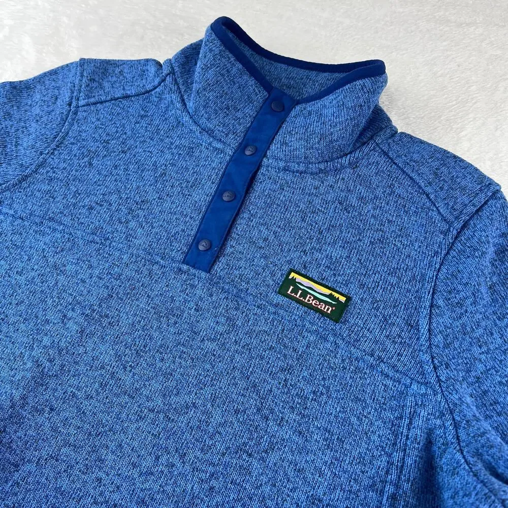 L.L. Bean Women's Sweater Fleece Pullover Blue size Medium 1/4 snap